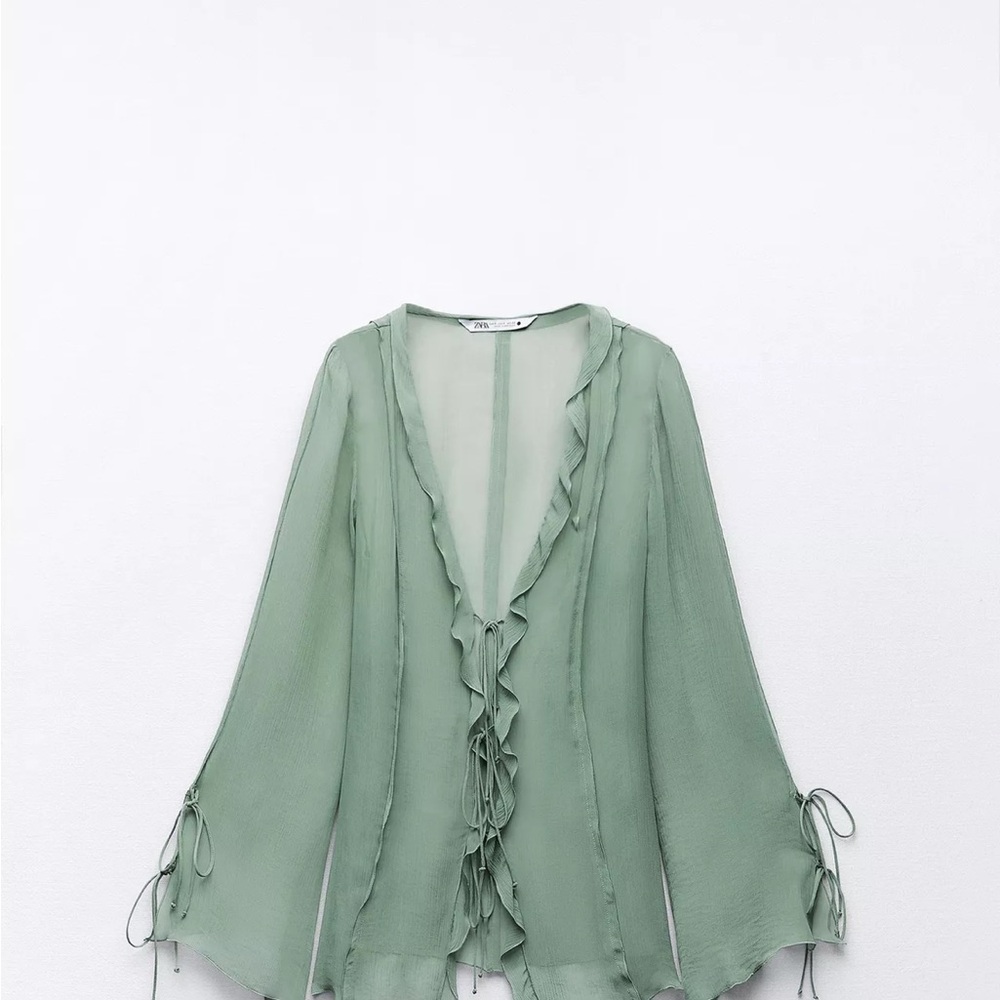 Zara Light Green Sheer Blouse